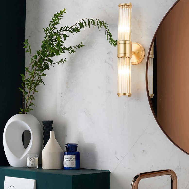Tyra LED Applique Murale Cylindrique Vintage Métal/Verre Or