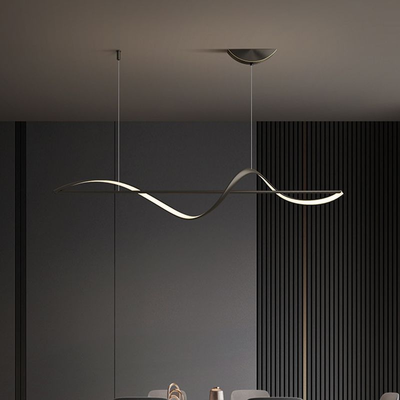 Zelin Suspension Linéaire Minimaliste Metal/Acrylique Noir/Or Salon