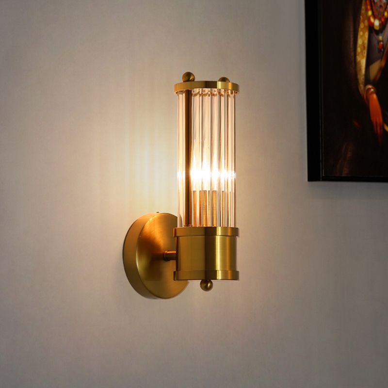 Tyra LED Applique Murale Cylindrique Vintage Métal/Verre Or