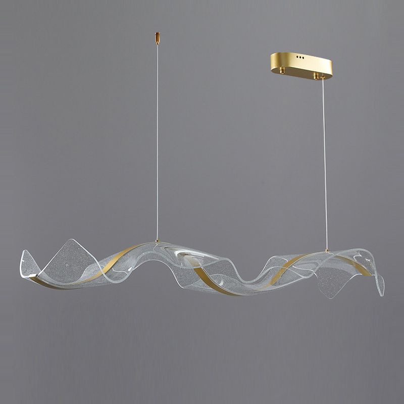 Yela Luminaires Suspensions Vague Moderne Métal/Acrylique Blanc/Doré Salon