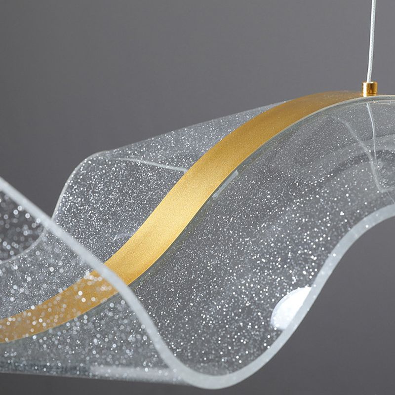 Yela Luminaires Suspensions Vague Moderne Métal/Acrylique Blanc/Doré Salon