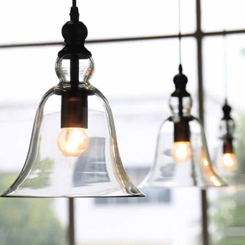 Arisha Industrielle Vintage LED Suspension Clair Métal/Verre Salle à manger