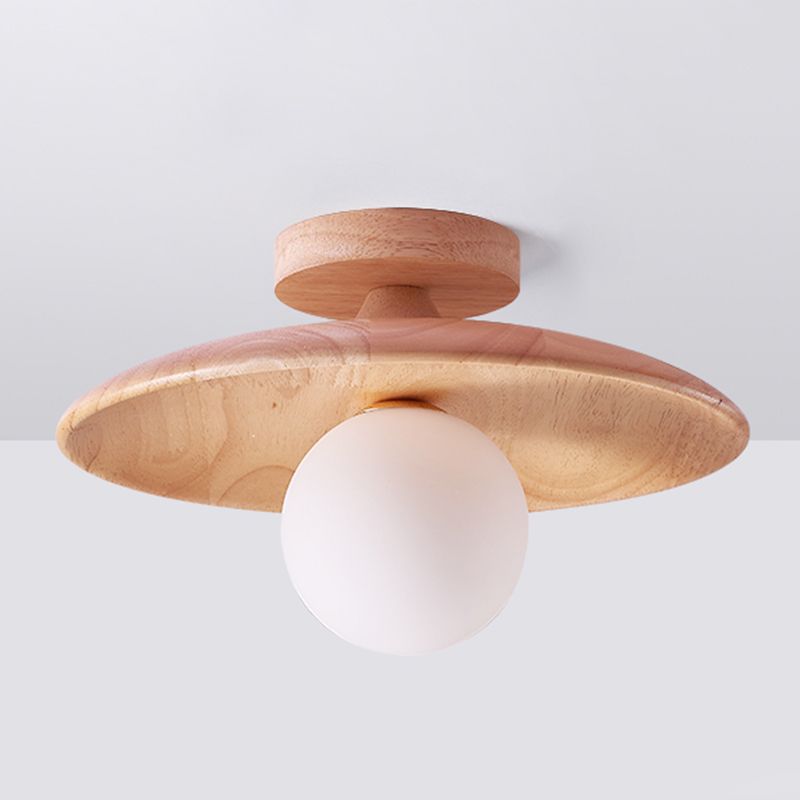Oaki Plafonnier Bol Moderne. Bois/Verre. Bois/Noyer. Salon