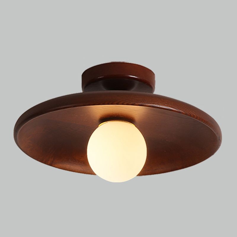 Oaki Plafonnier Bol Moderne. Bois/Verre. Bois/Noyer. Salon