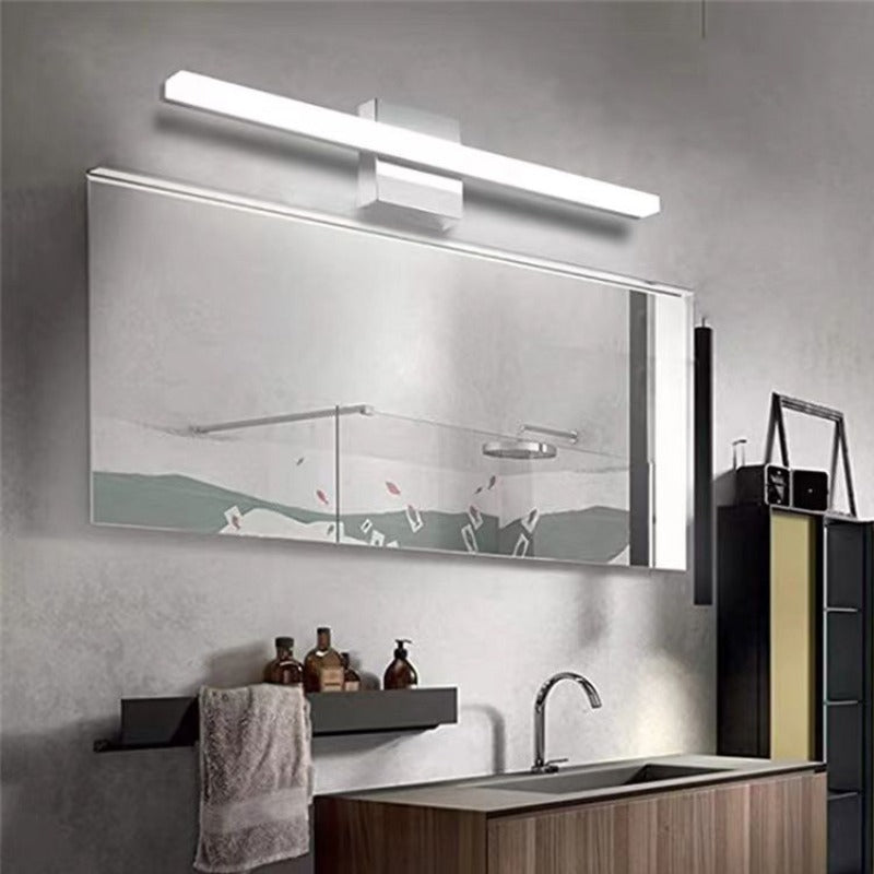 Ray Applique Murale LED Linéaire/Rectangulaire, Métal/Acrylique, Noir/Argent, Salle de Bain
