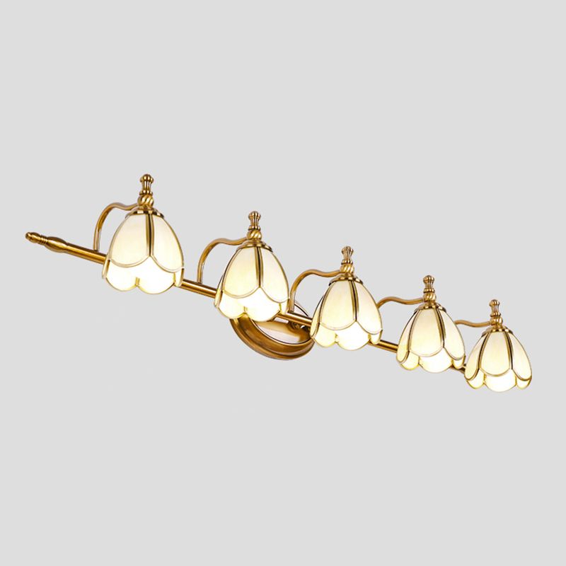 Ray Applique Murale Fleur Vintage, Métal/Verre, Jaune/Blanc