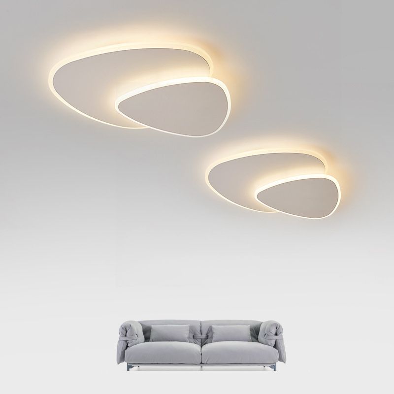 Zeno Plafonnier Triangle Moderne Blanc Salon