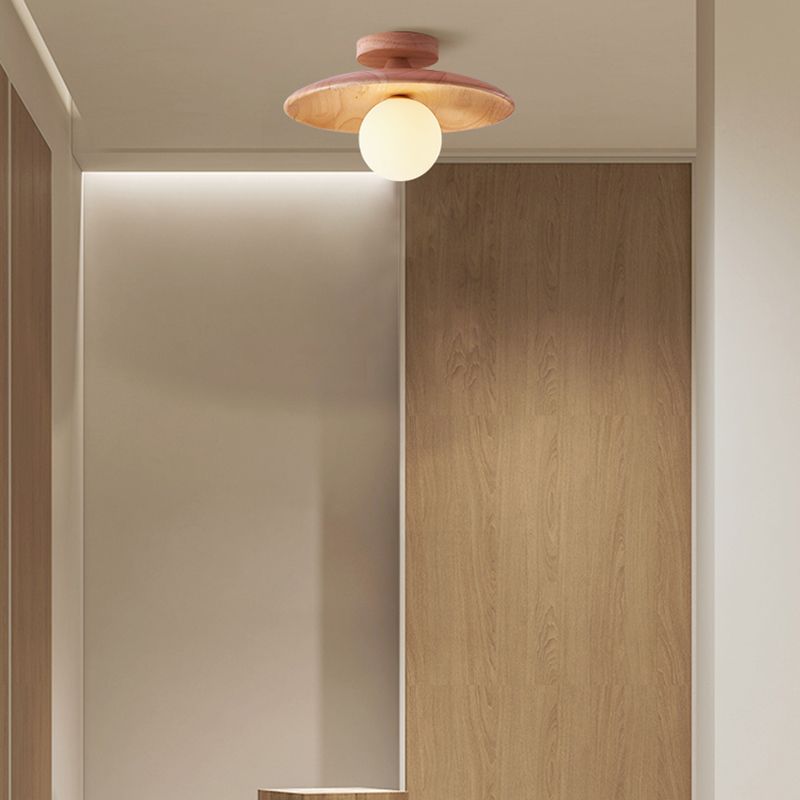 Oaki Plafonnier Bol Moderne. Bois/Verre. Bois/Noyer. Salon