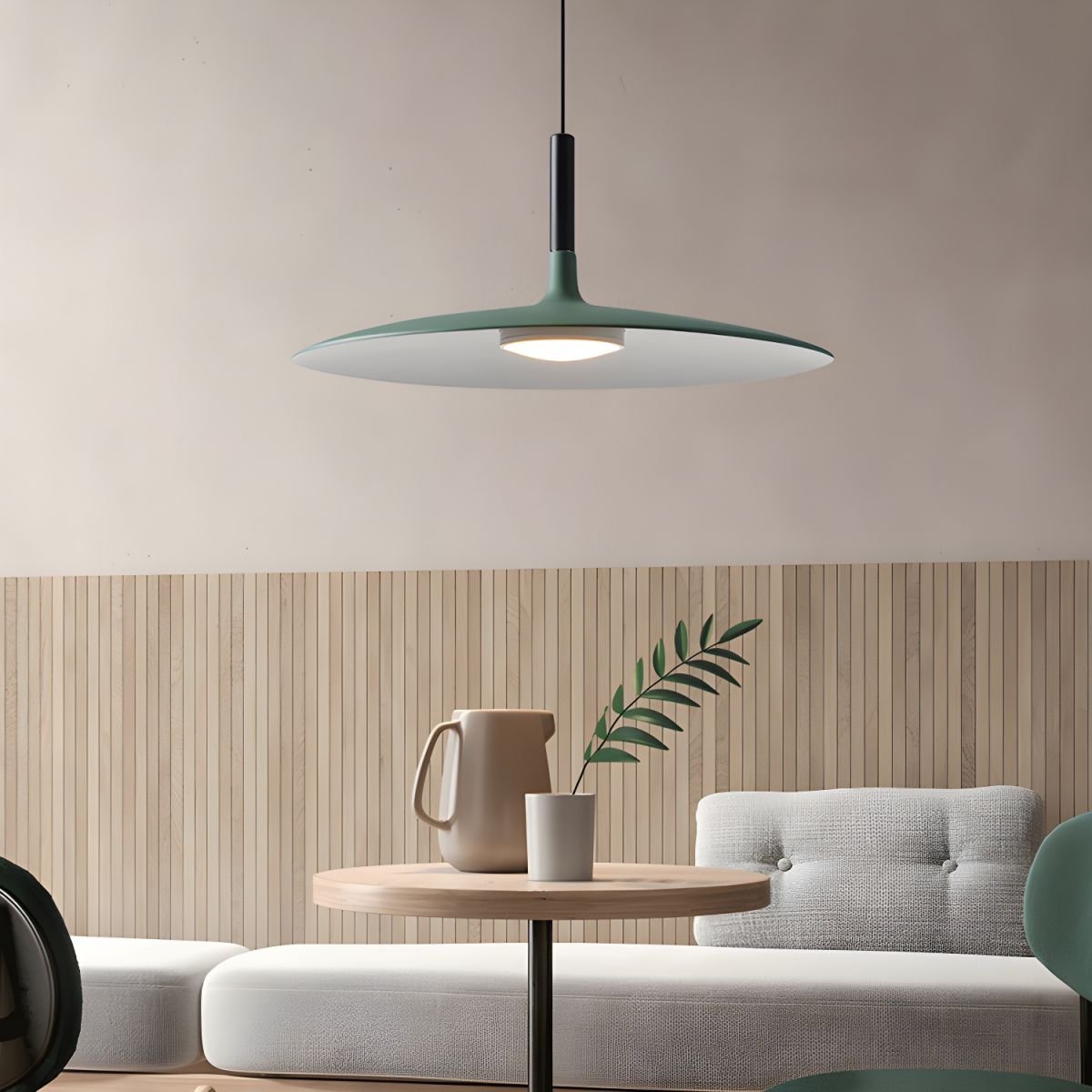 Lustra Suspension Lampe Disque Plat en Aluminium