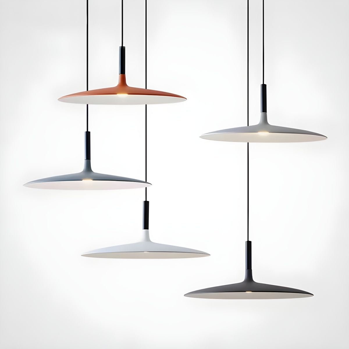 Lustra Suspension Lampe Disque Plat en Aluminium