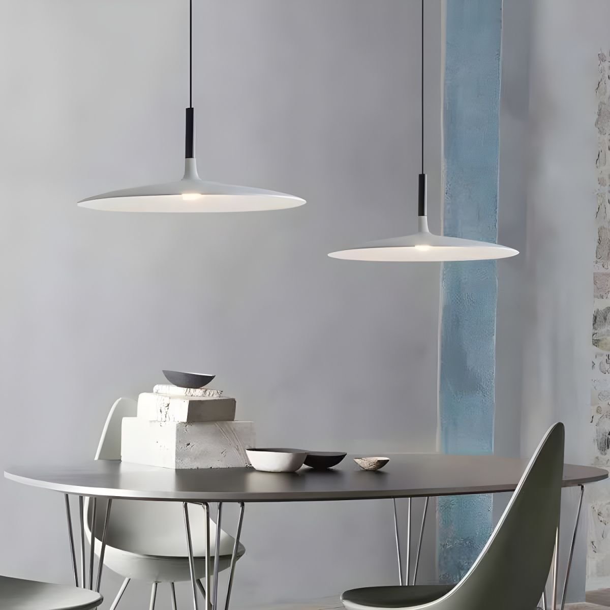 Lustra Suspension Lampe Disque Plat en Aluminium