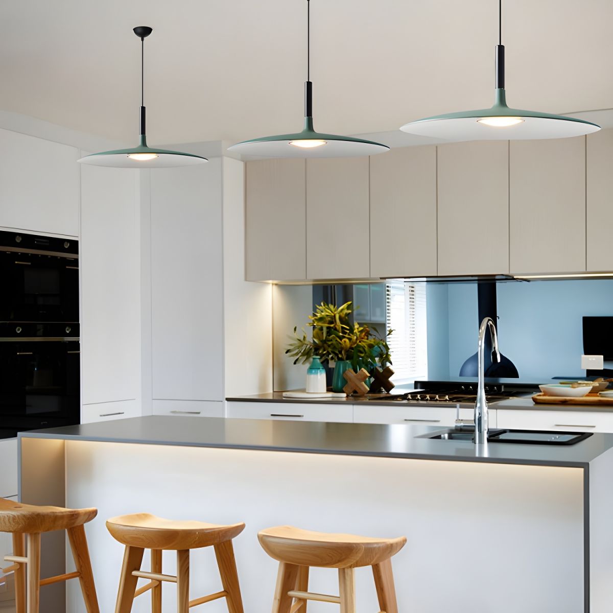 Lustra Suspension Lampe Disque Plat en Aluminium