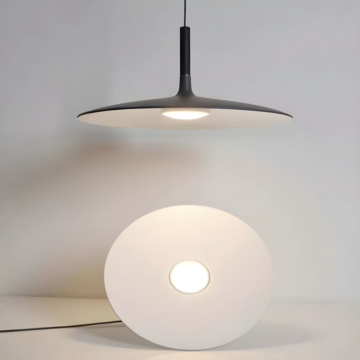Lustra Suspension Lampe Disque Plat en Aluminium