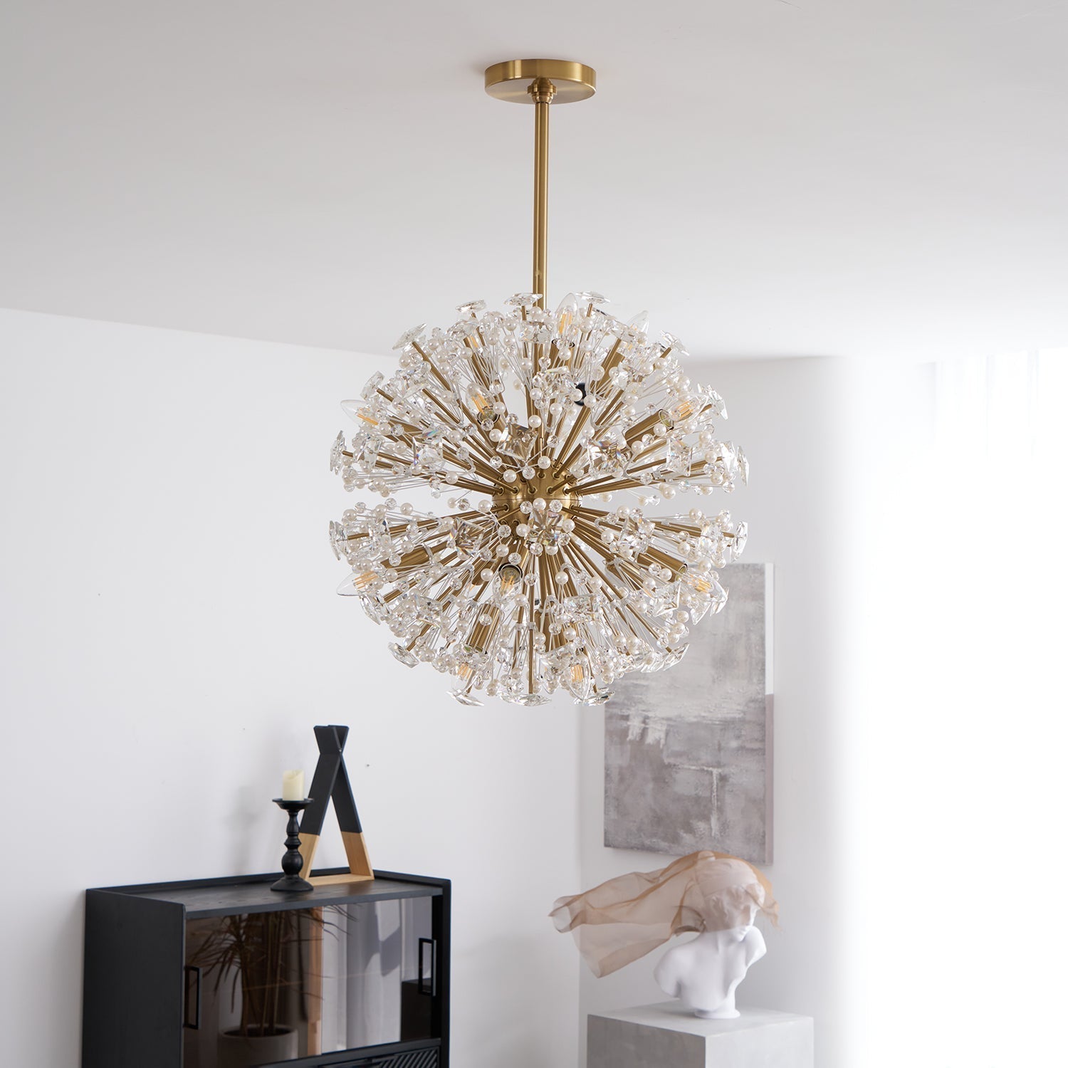 Aurora Lustre de Luxe en Métal Doré