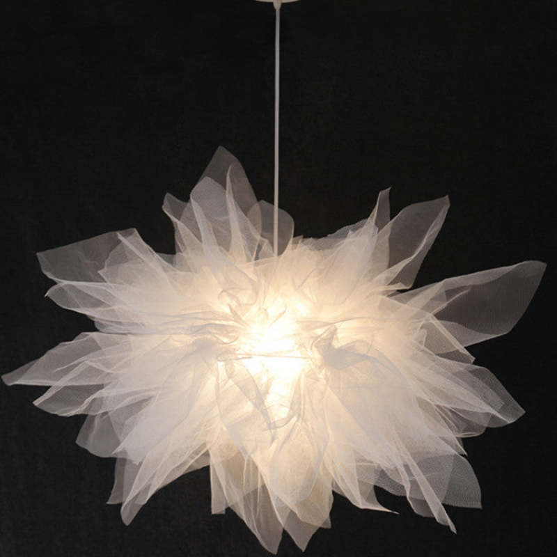 Arisha  Suspension Moderne en Forme de Fleur, Tissu, Blanc, Salon/Chambre à Coucher