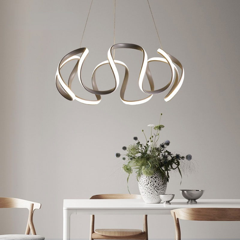 Clyra Suspension Linéaire Moderne Doré/Café/Gris. Salon