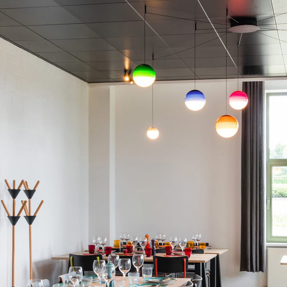 Edith Suspension Bulle Moderne Verre. Noir/Gris/Bleu/Rose. Salon