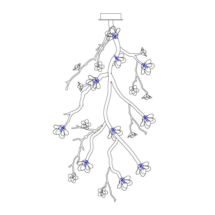 Lustra Lustre Noir Branche Fleur