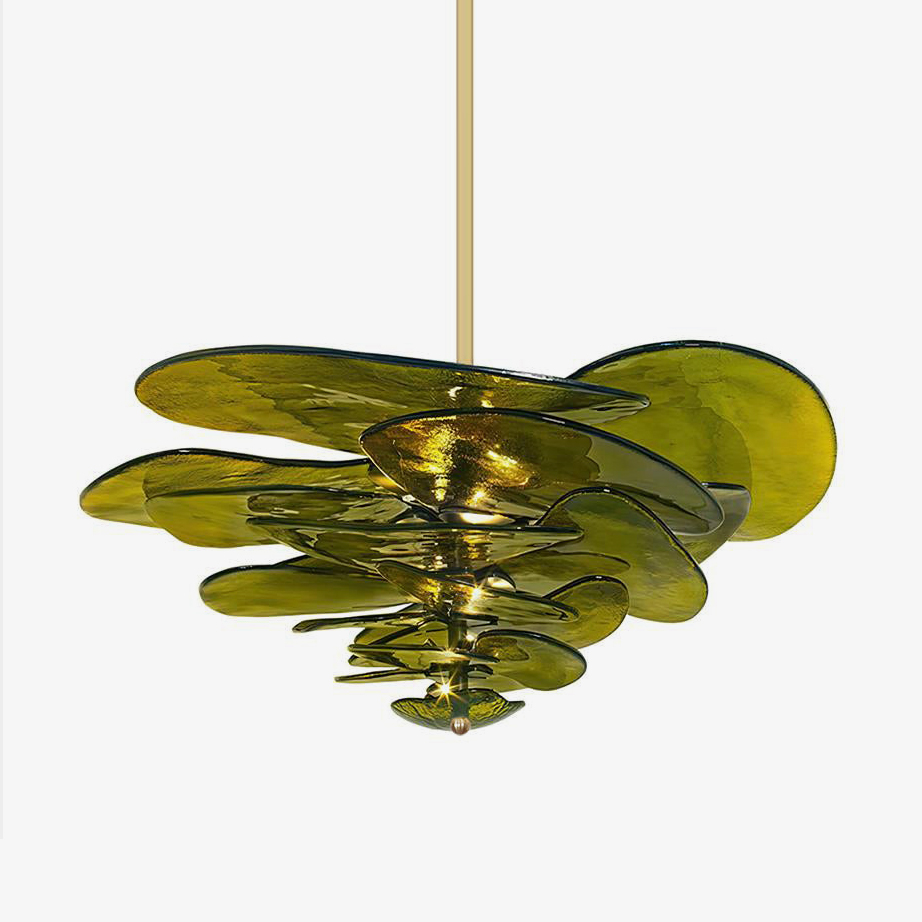 Aurora Lustre Pétale en Verre Murano Doré Luxe