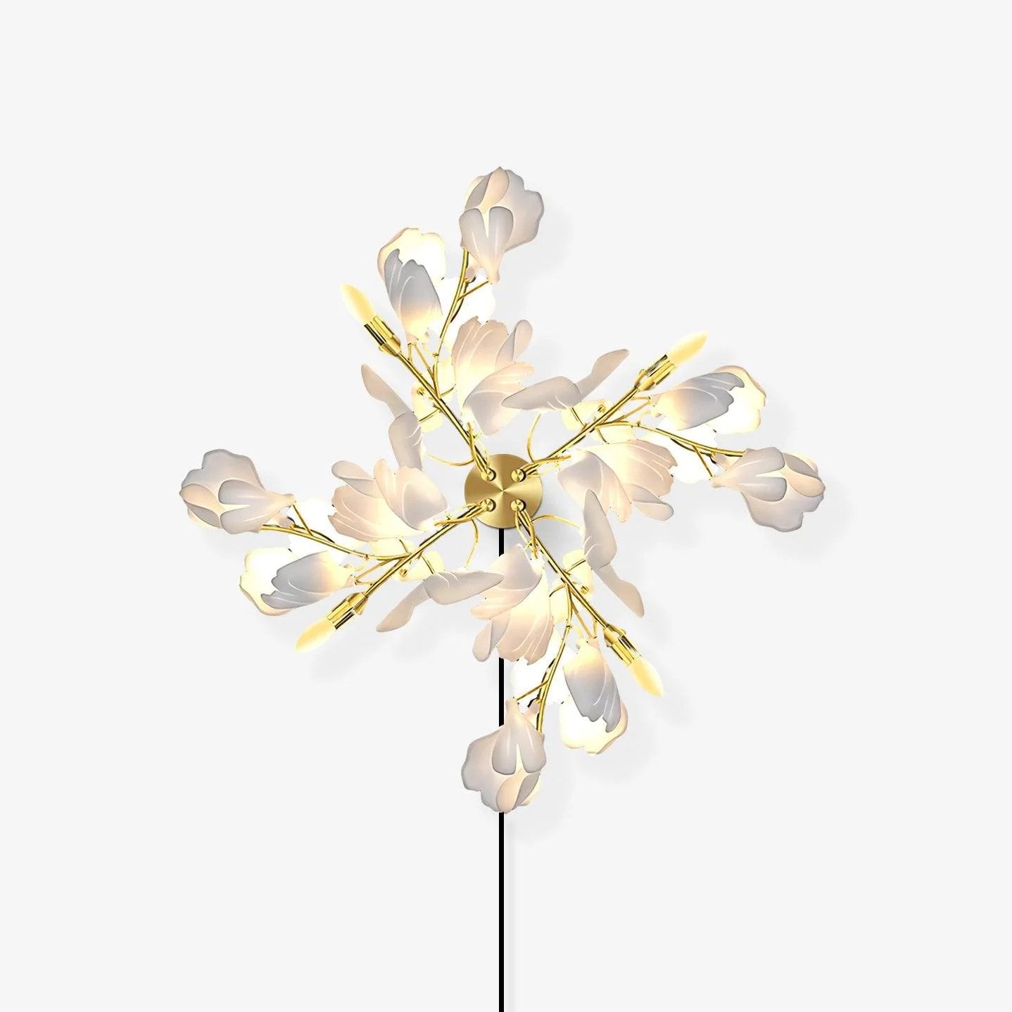 Lustra Wall Lamp Gingko Flowers Brass