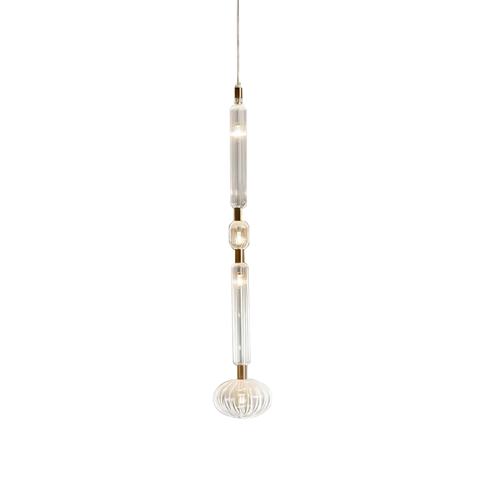 Solara Lampe à suspension en cristal cylindrique Cipher contemporaine