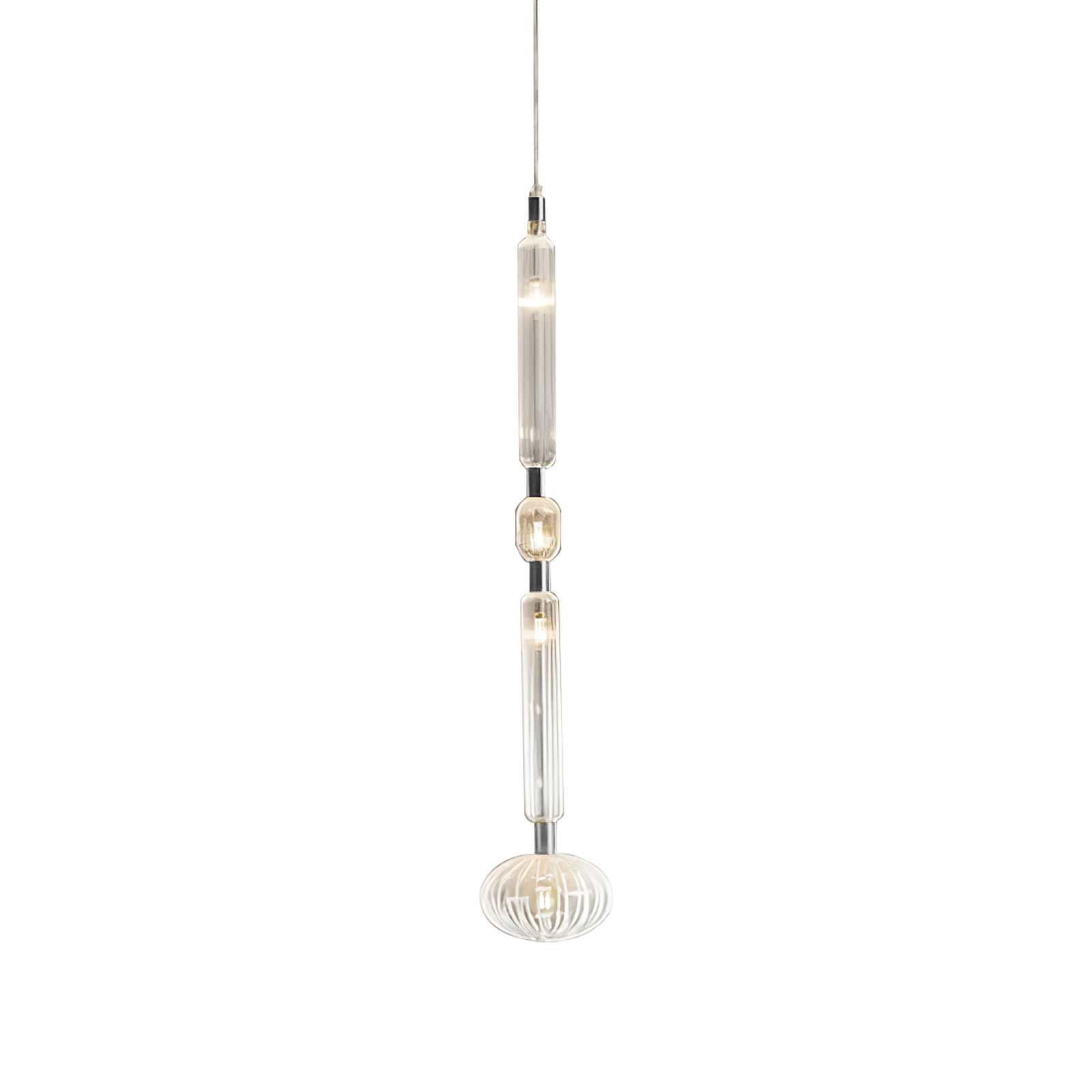 Solara Lampe à suspension en cristal cylindrique Cipher contemporaine