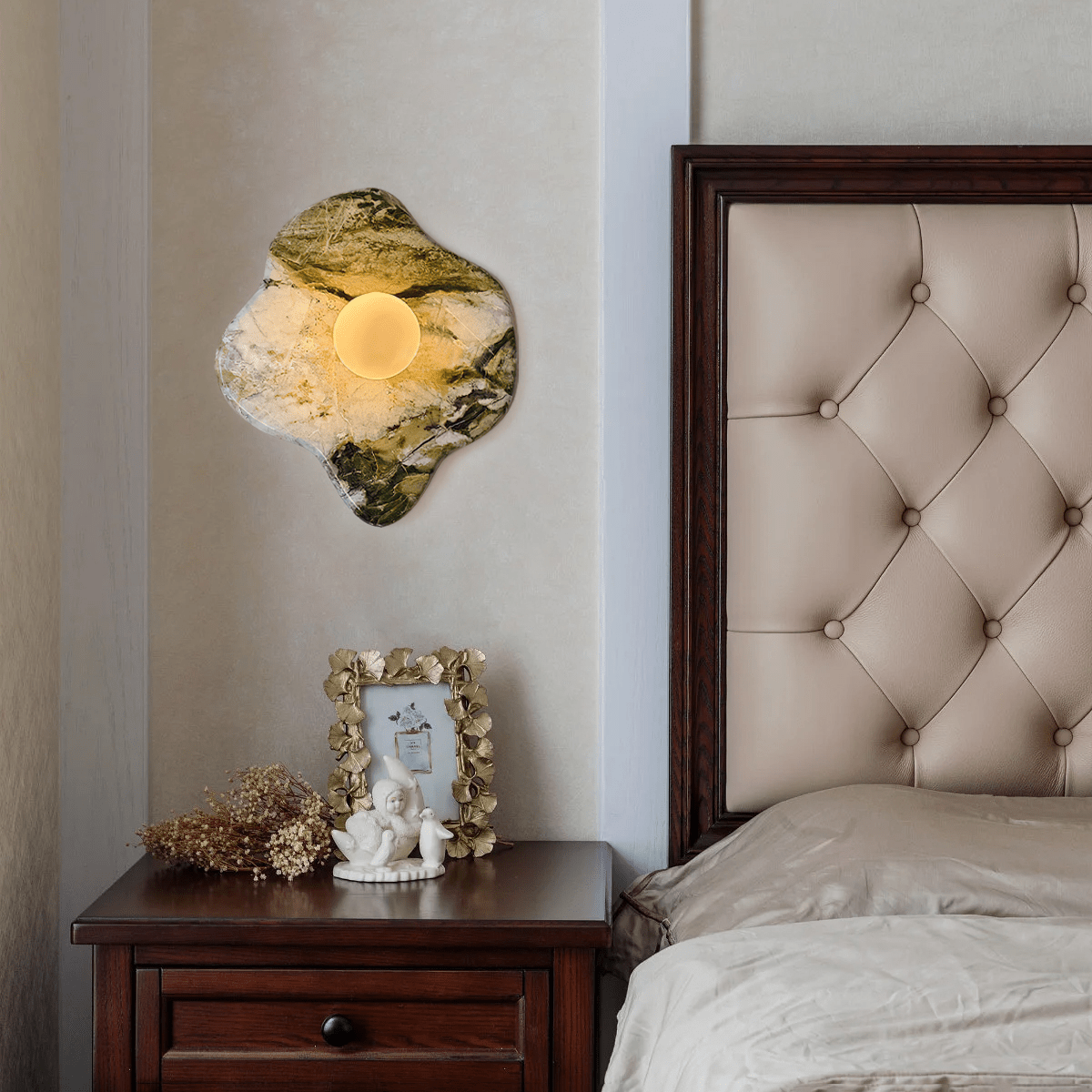 Lustra Applique Murale en Marbre Vert et Verre