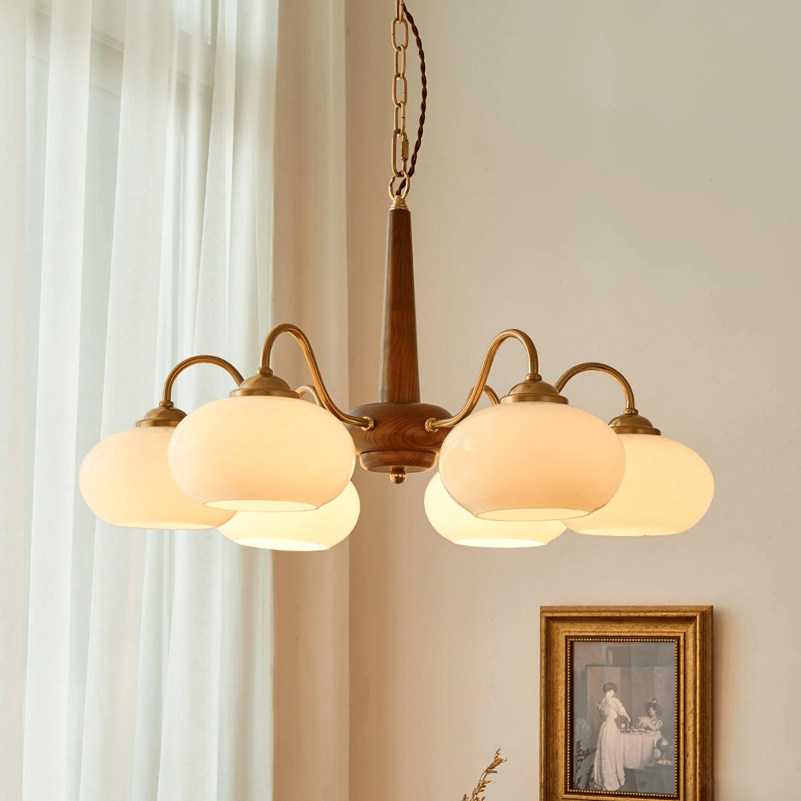 Lustra Suspension Persimmon Laiton et Verre Élégante