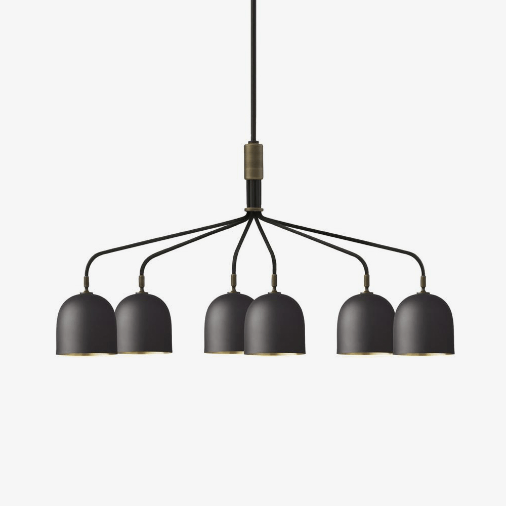 Lustra Lustre Noir en Laiton Industriel