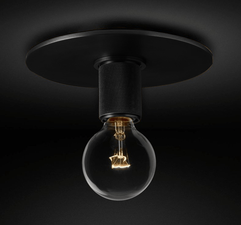Solara Lumière de Plafond Conique en Verre et Laiton Industrielle