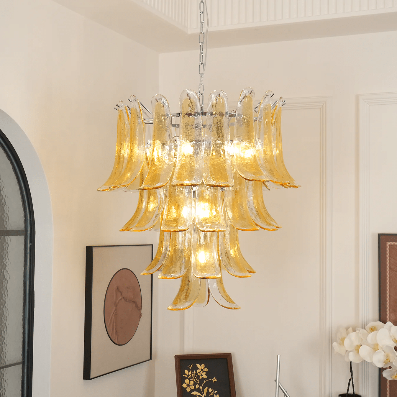 Aurora Lustre en Verre Ambre