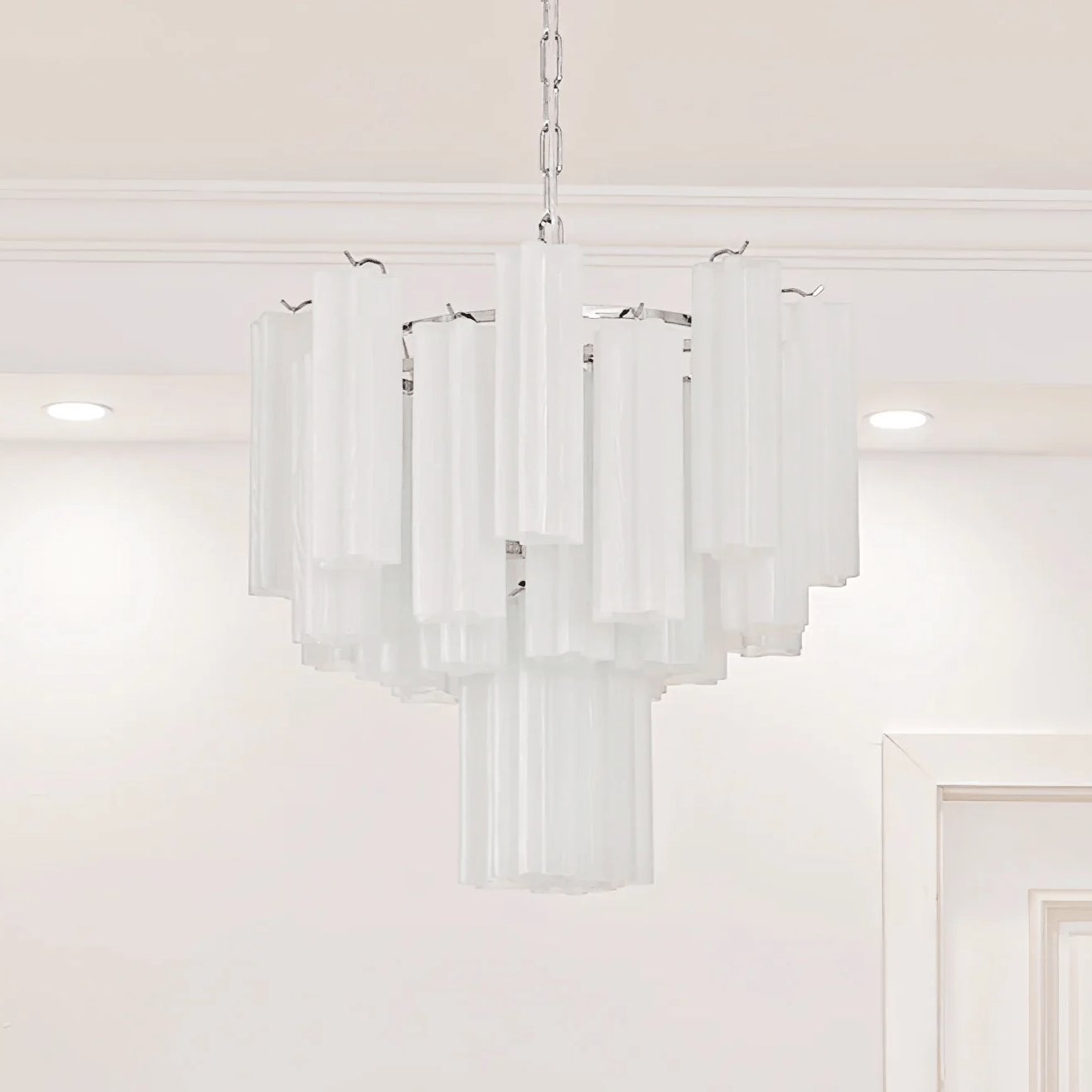 Aurora Lustre en Verre Givré Minimaliste