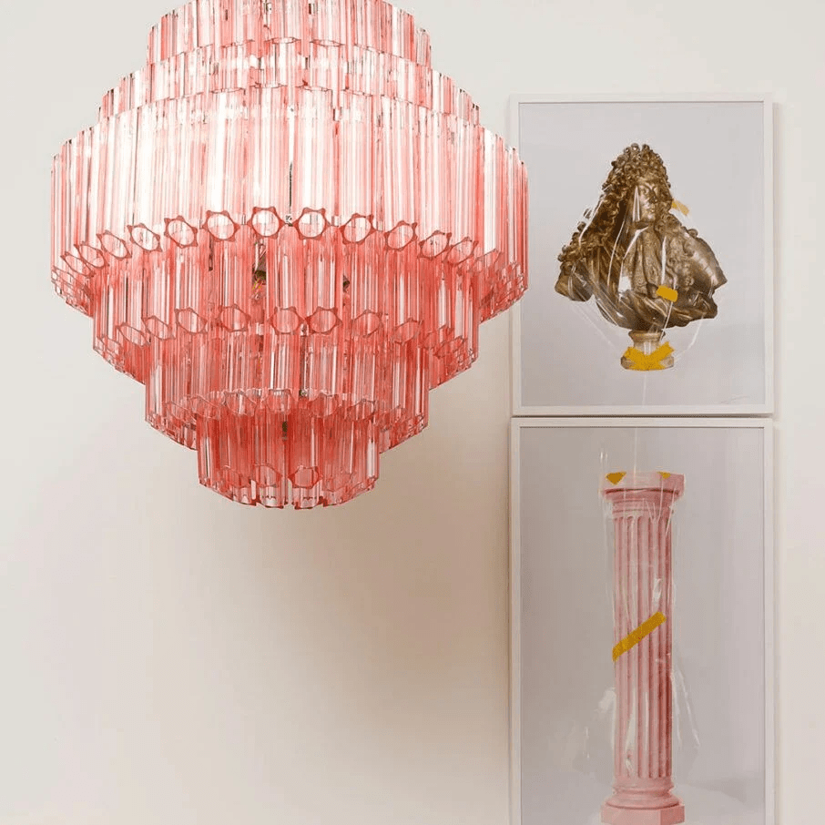Aurora Lustre Rose Verre Tube Superposé Diamant