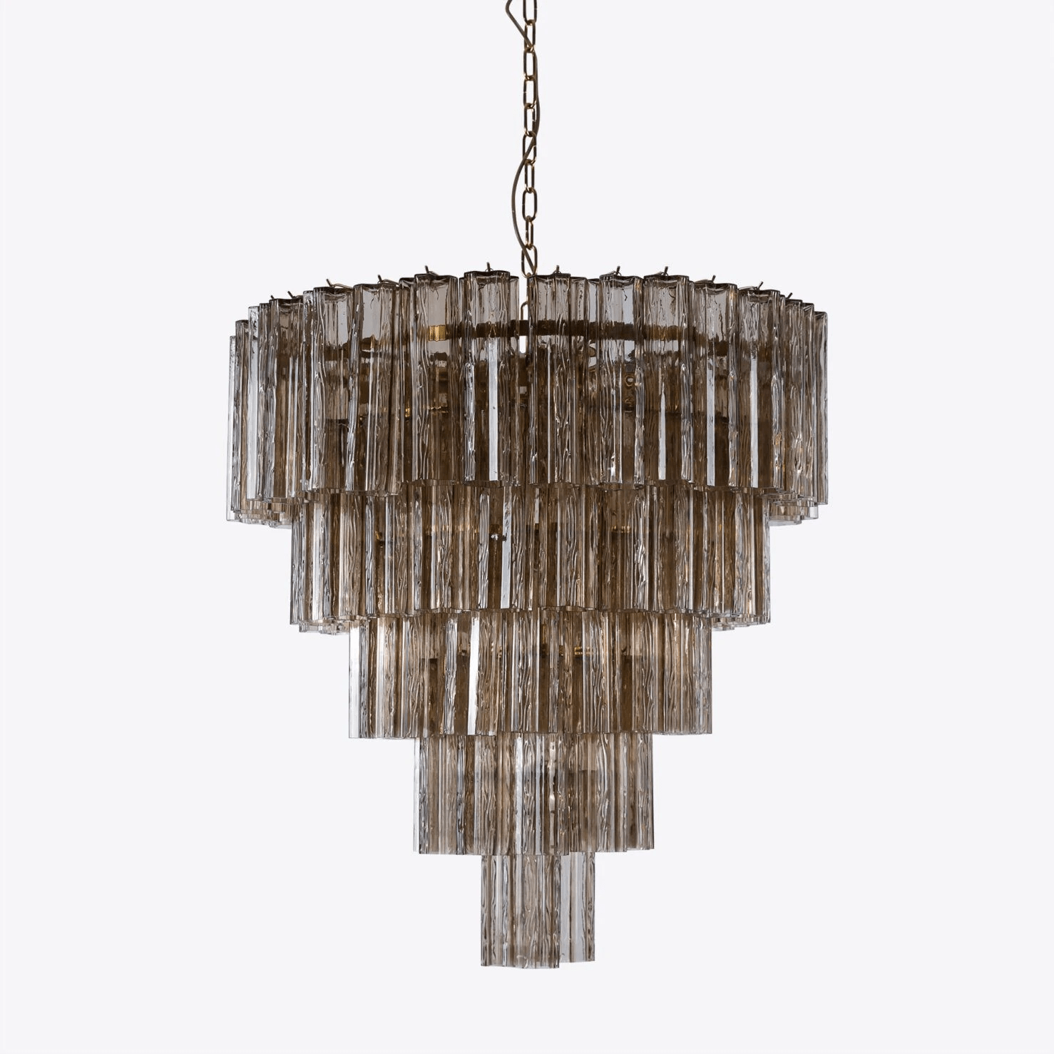 Aurora Lustre Cinq Étage Cannelé Verre Grande Mid Siècle