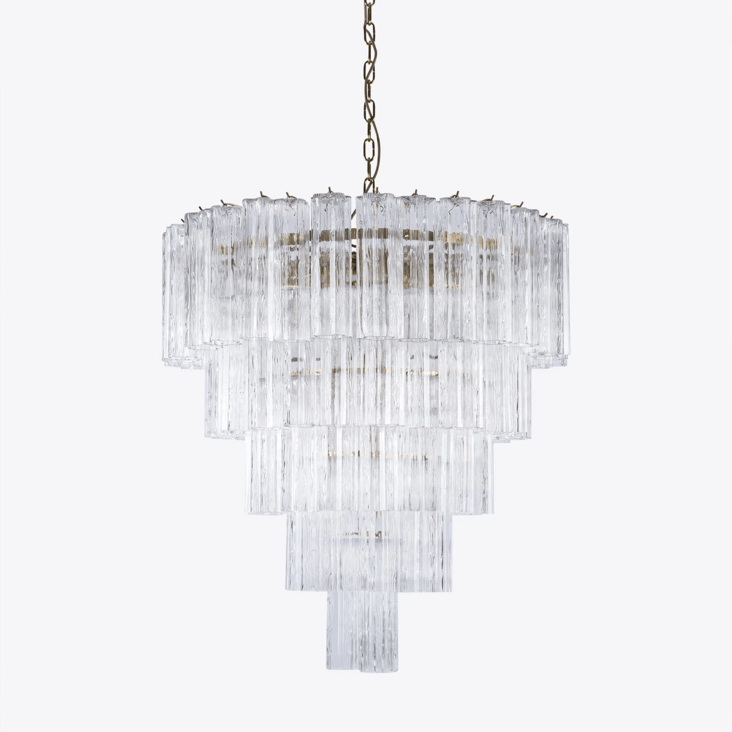 Aurora Lustre Cinq Étage Cannelé Verre Grande Mid Siècle