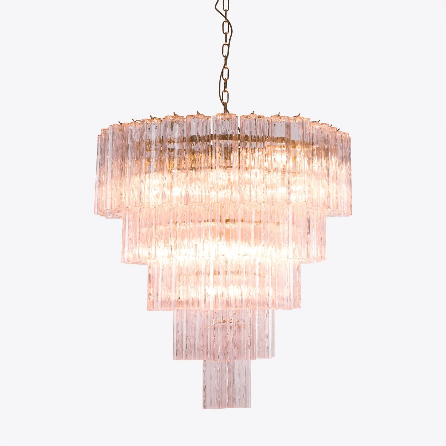 Aurora Lustre Cinq Étage Cannelé Verre Grande Mid Siècle
