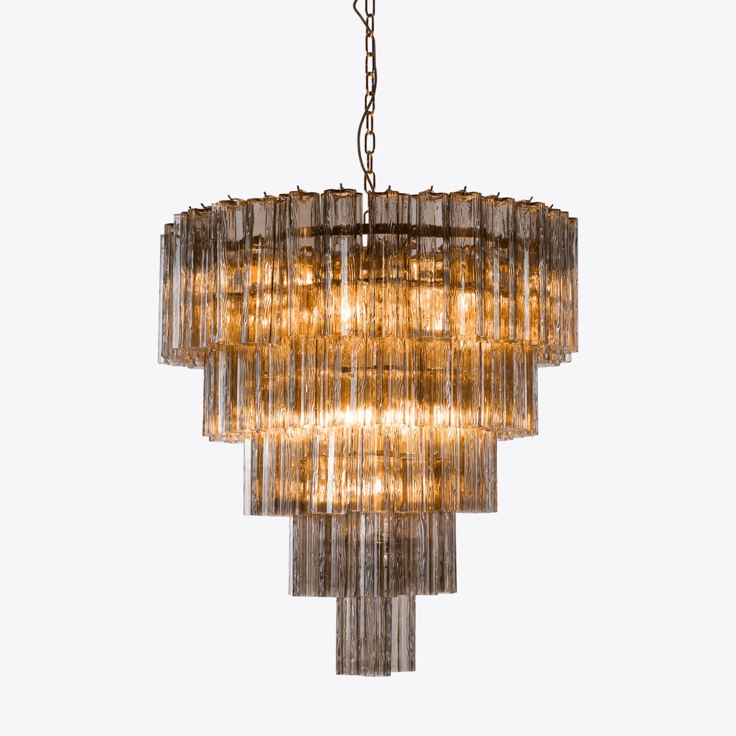 Aurora Lustre Cinq Étage Cannelé Verre Grande Mid Siècle