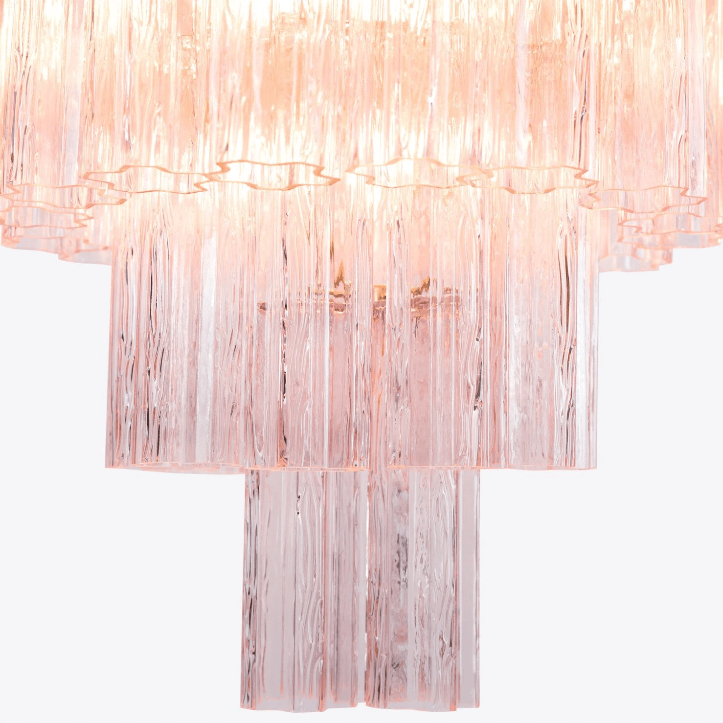 Aurora Lustre Cinq Étage Cannelé Verre Grande Mid Siècle