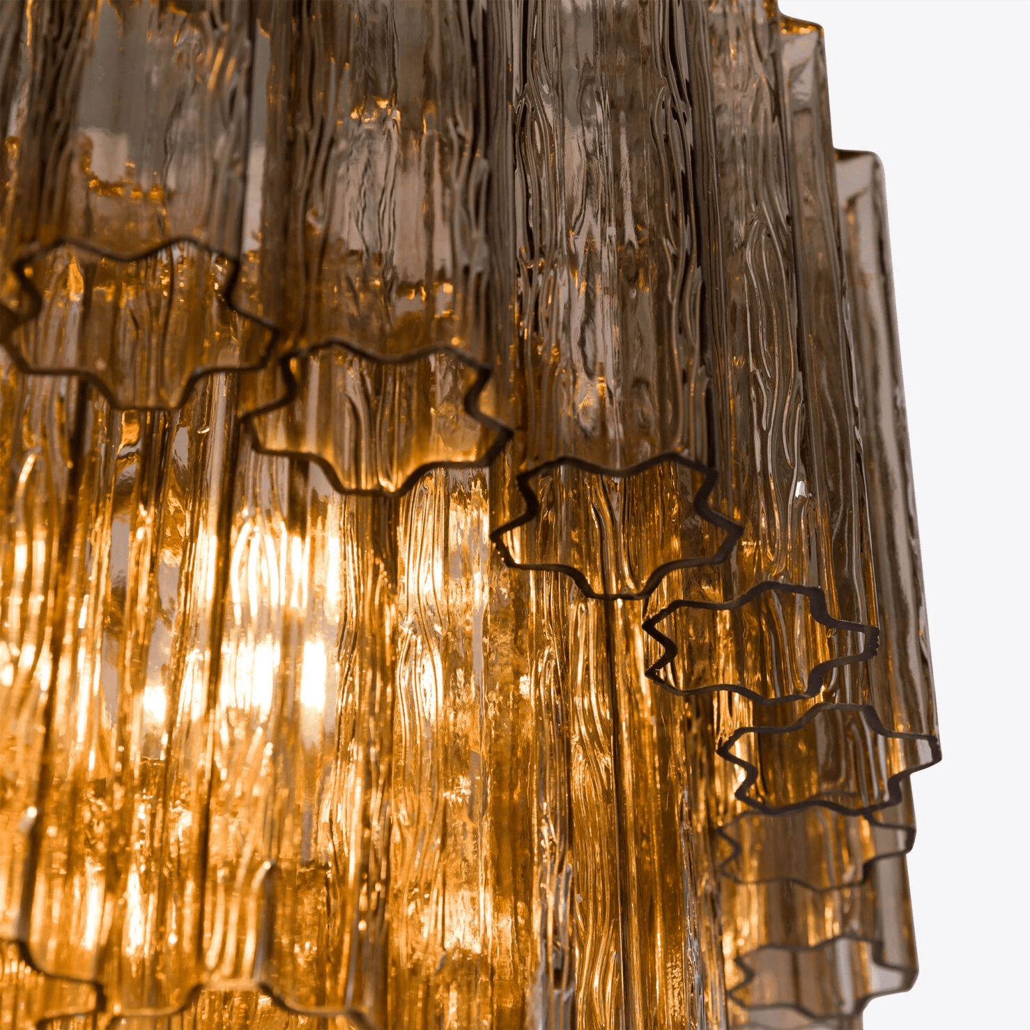 Aurora Lustre Cinq Étage Cannelé Verre Grande Mid Siècle