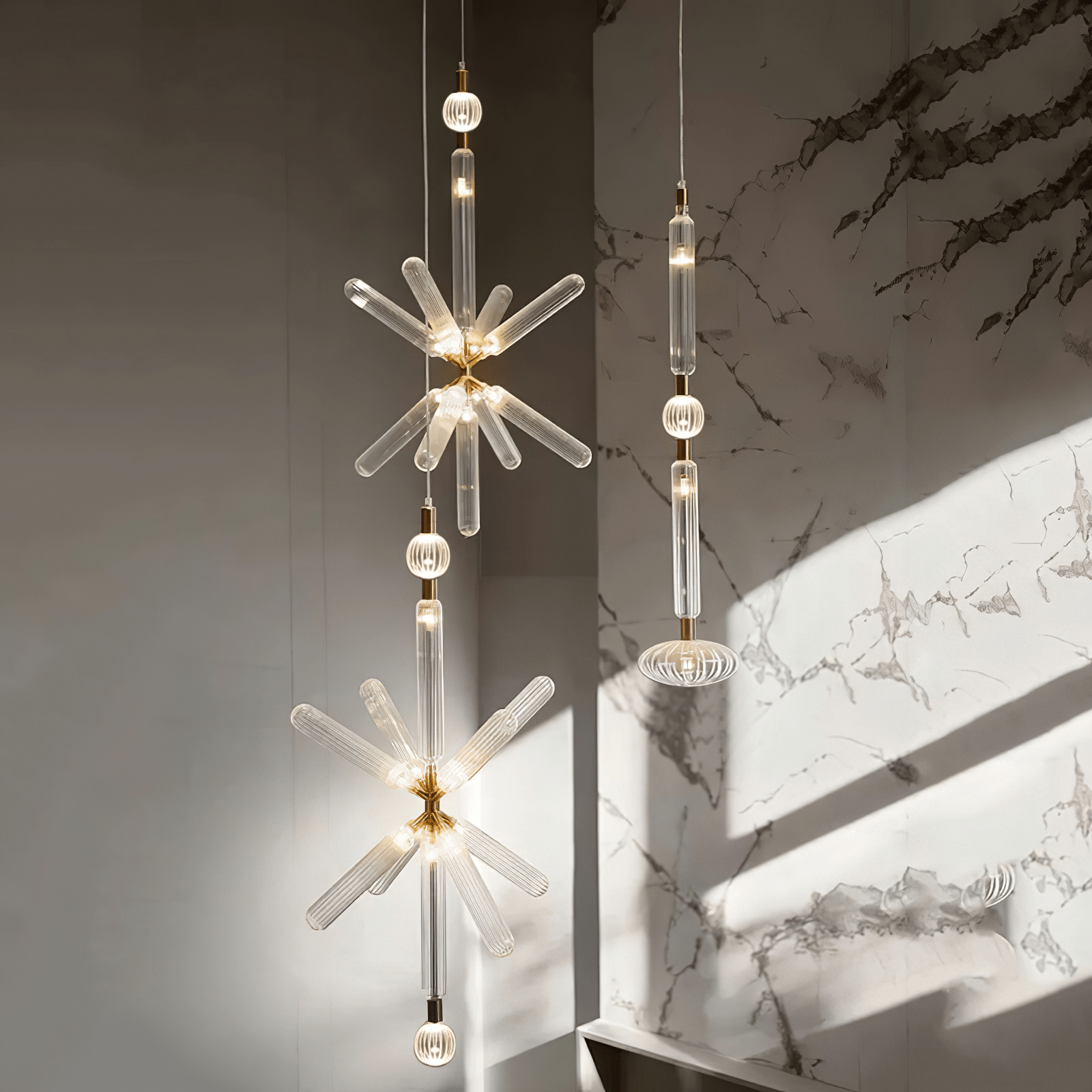 Solara Lampe à suspension en cristal cylindrique Cipher contemporaine