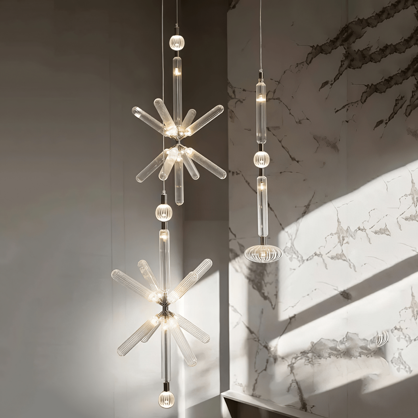 Solara Lampe à suspension en cristal cylindrique Cipher contemporaine