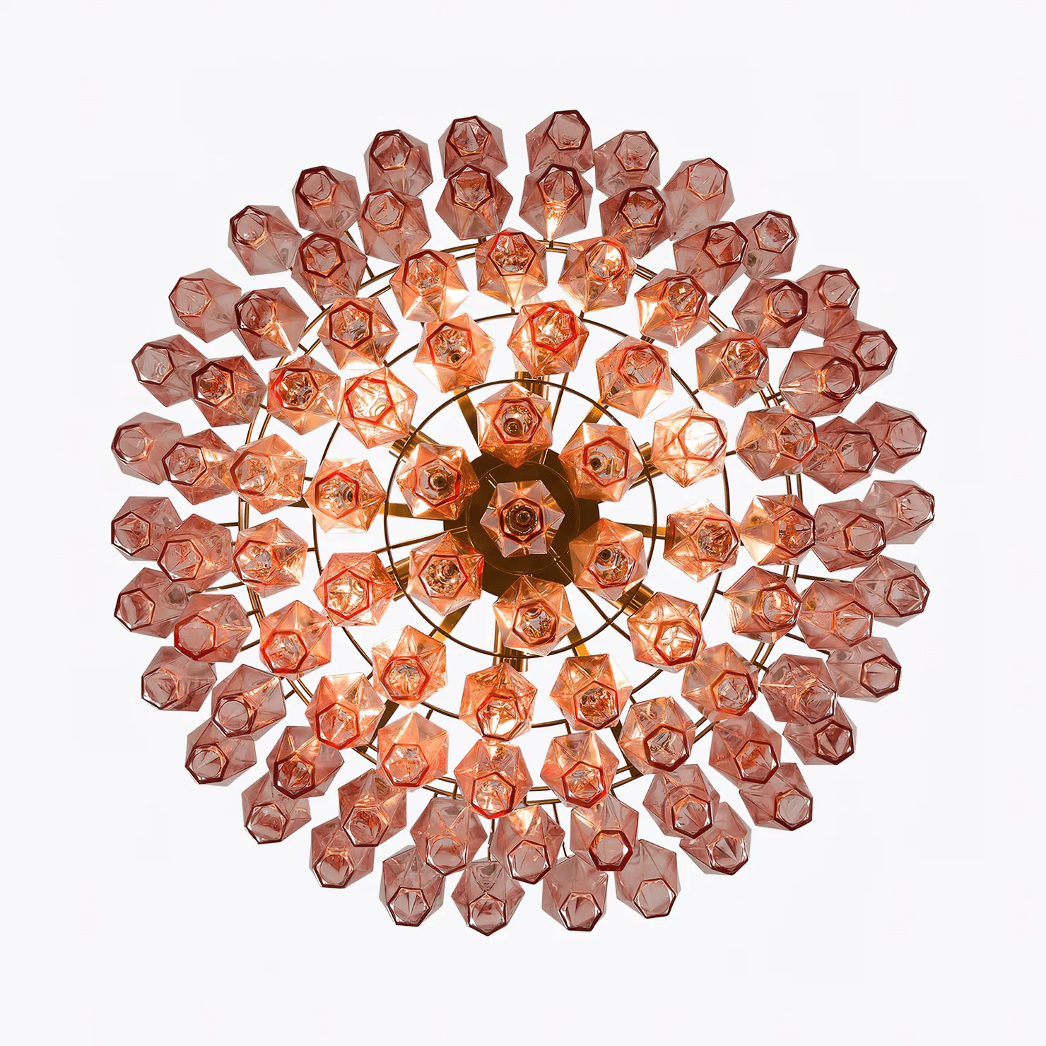 Aurora Lustre Rose Polygone Verre Étagé Moderne Artistique
