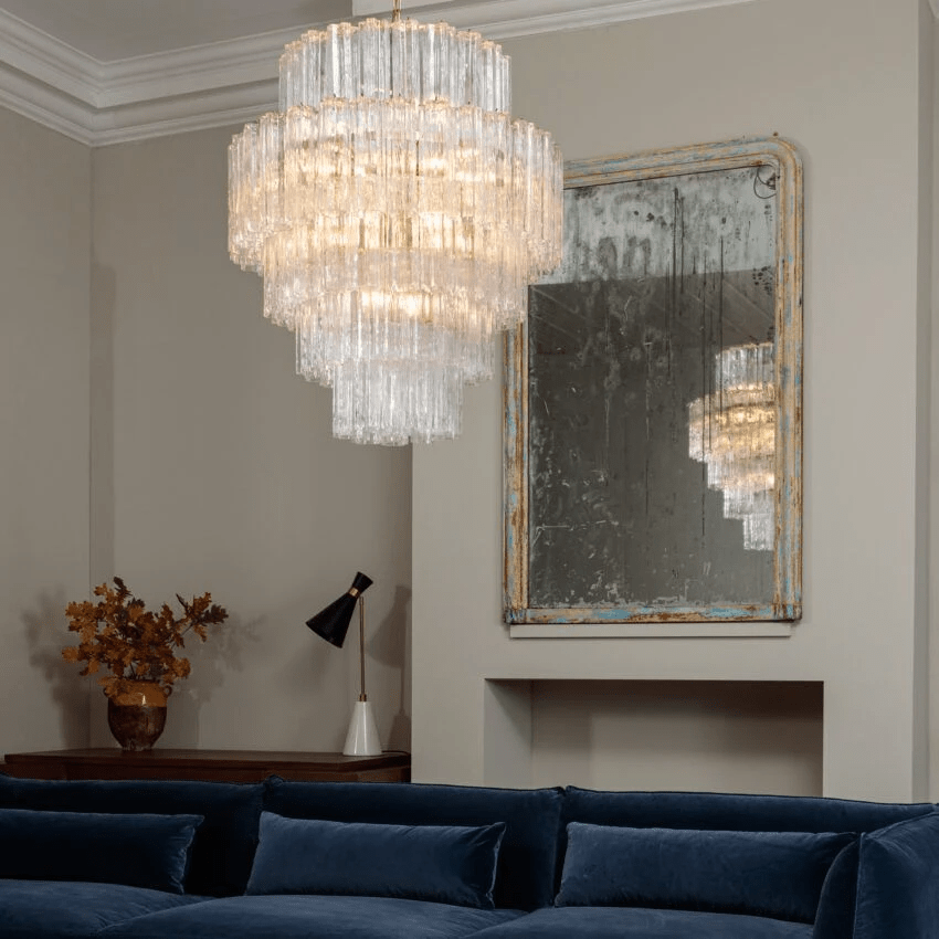 Aurora Lustre Rose Prisme Verre Superposé Élégant