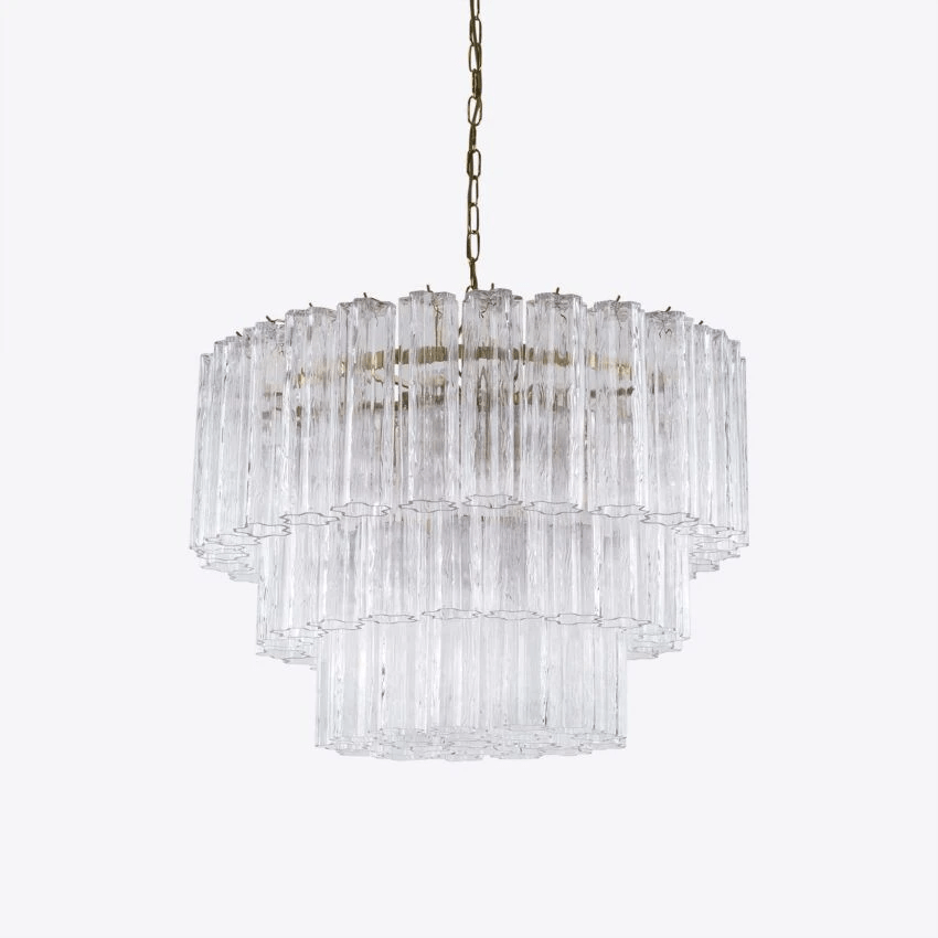 Aurora Lustre Cinq Étage Cannelé Verre Tube Mid Siècle