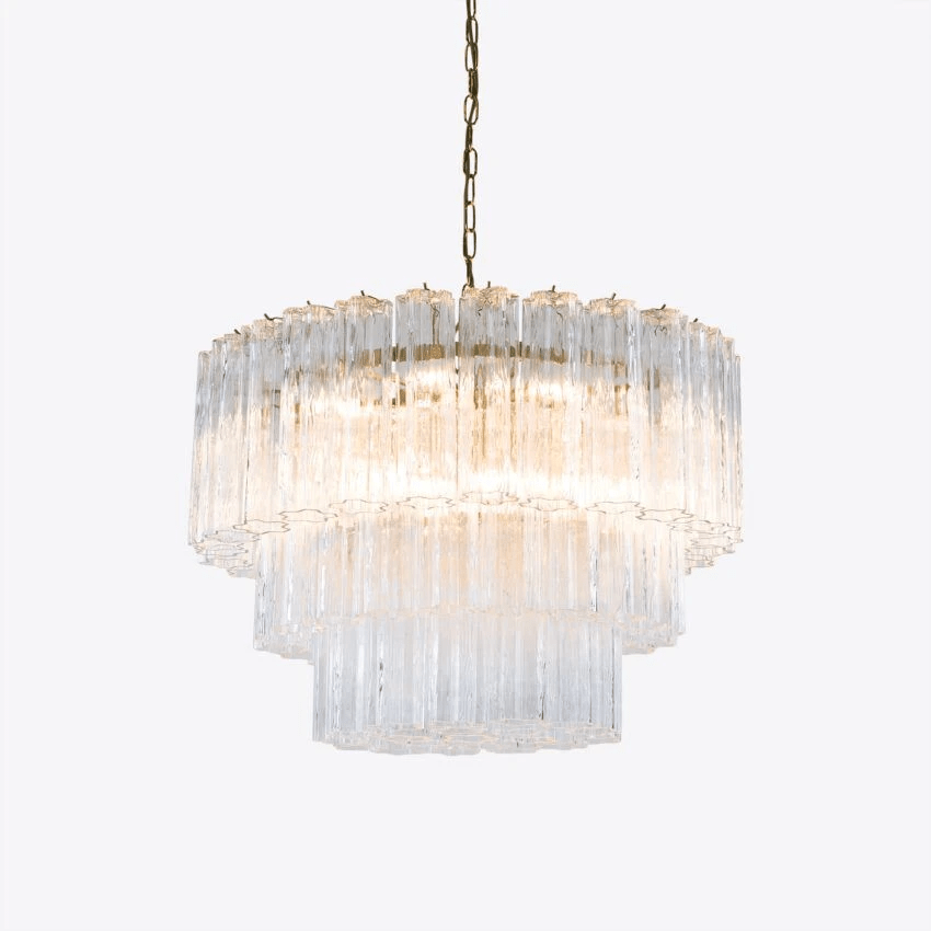 Aurora Lustre Cinq Étage Cannelé Verre Tube Mid Siècle