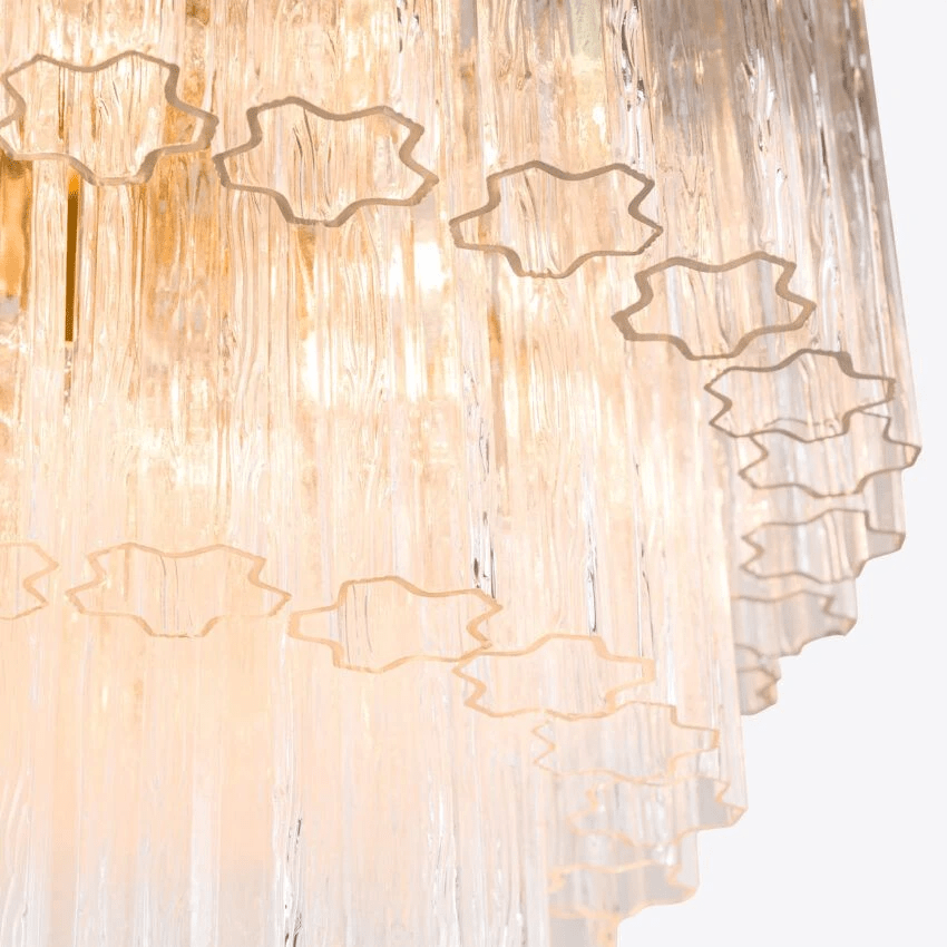 Aurora Lustre Cinq Étage Cannelé Verre Tube Mid Siècle