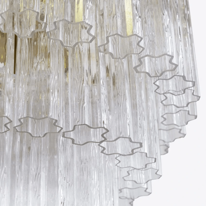 Aurora Lustre Cinq Étage Cannelé Verre Tube Mid Siècle