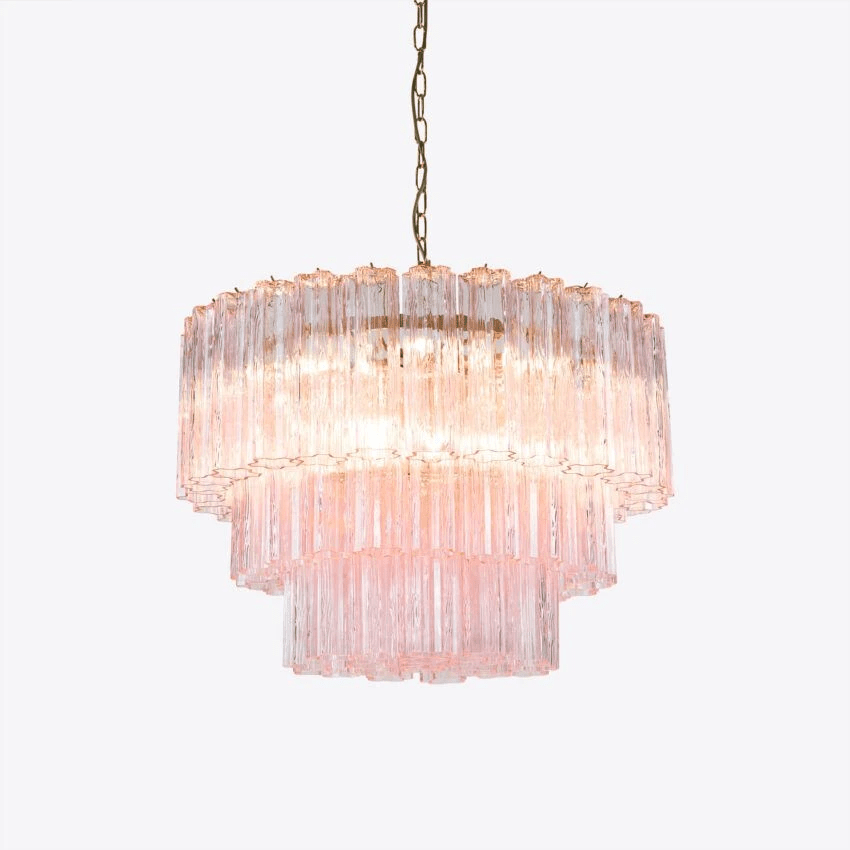 Aurora Lustre Cinq Étage Cannelé Verre Tube Mid Siècle