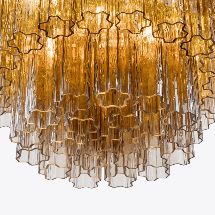 Aurora Lustre Cinq Étage Cannelé Verre Tube Mid Siècle