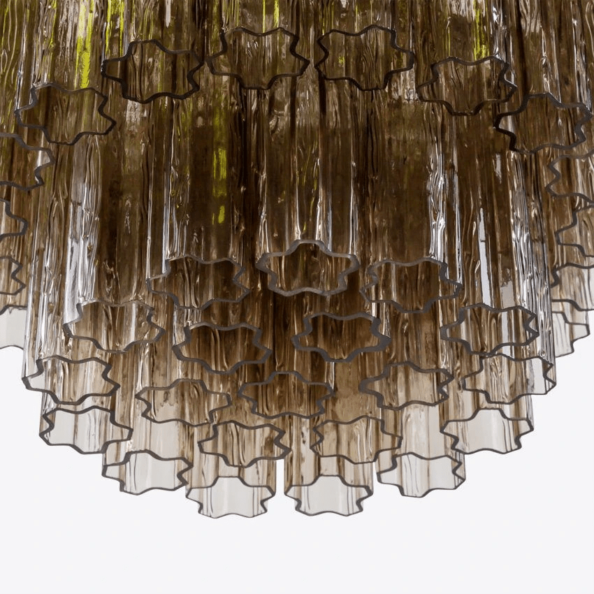 Aurora Lustre Cinq Étage Cannelé Verre Tube Mid Siècle